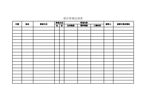 教育培训机构表格