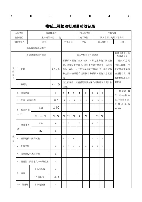 SGT模板格式工程检验批质量验收记录