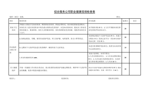 职业健康专项检查表