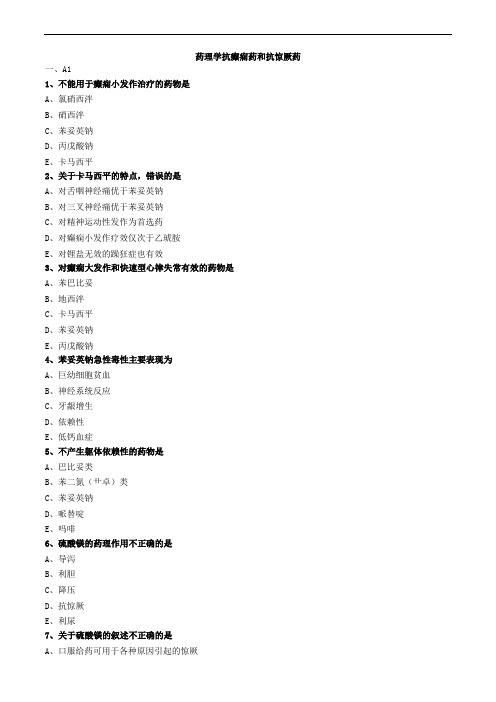 药理学抗癫痫药和抗惊厥药