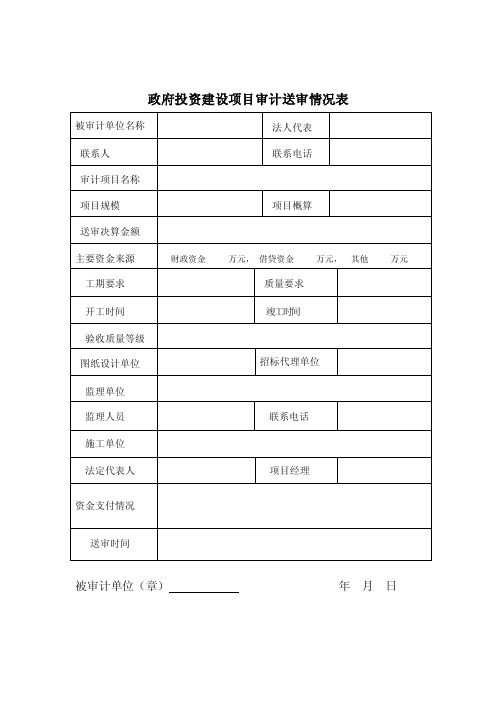 政府投资建设项目审计送审情况表