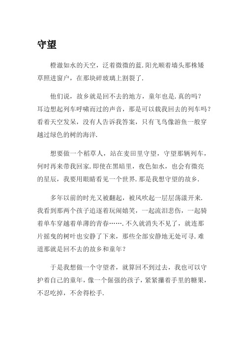 初中优秀作文:守望