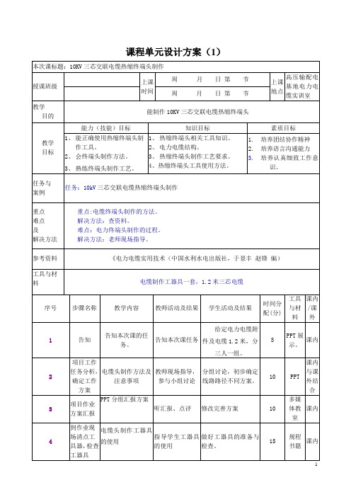 电力电缆课程单元设计【1】