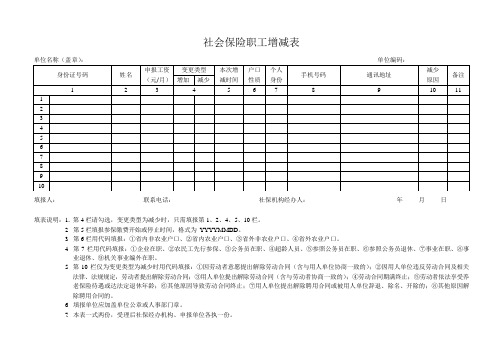 社会保险职工增减表