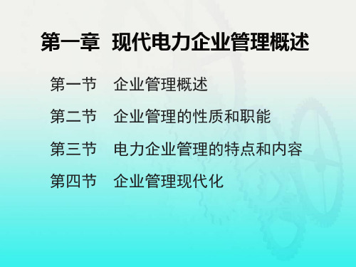 第一章 现代电力企业管理概论