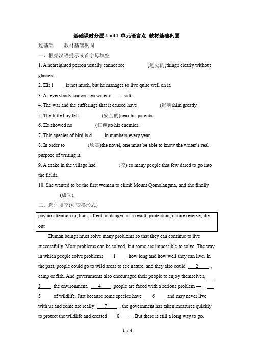 人教课标版高中英语必修2 基础课时分层-Unit4_单元语言点_教材基础巩固