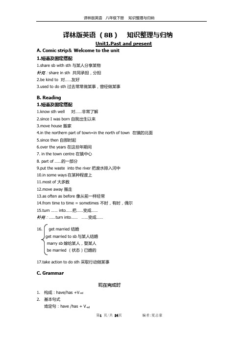 译林版英语(8B)：知识整理与归纳