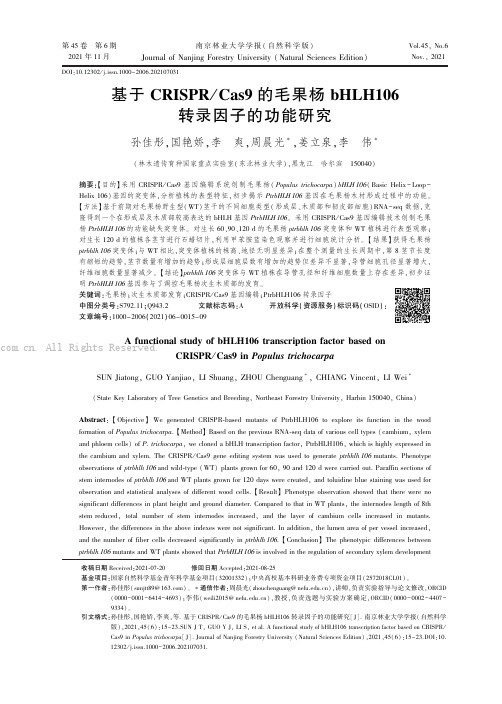 基于CRISPR／ Cas9 的毛果杨bHLH106 转录因子的功能研究