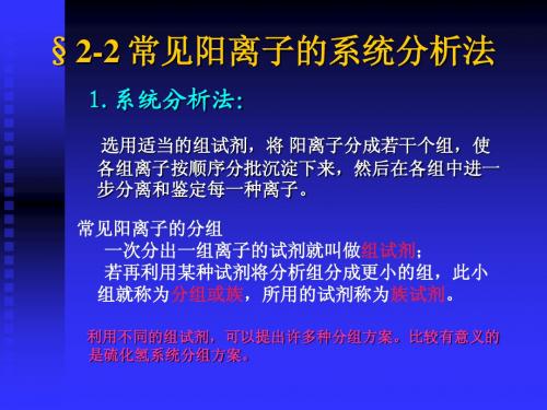 第二章 常见离子的定性分析2.2.1-2.2.2