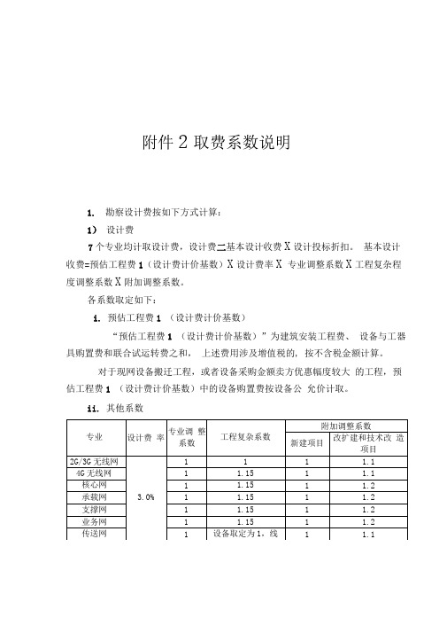 设计费和可研费取费系数说明