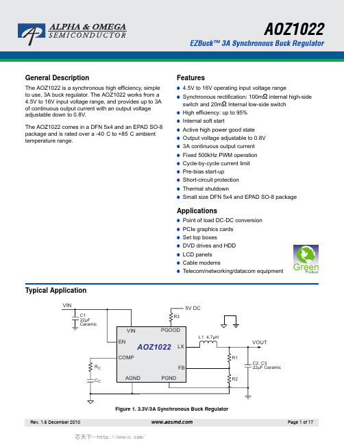 AOZ1022PI, 规格书,Datasheet 资料