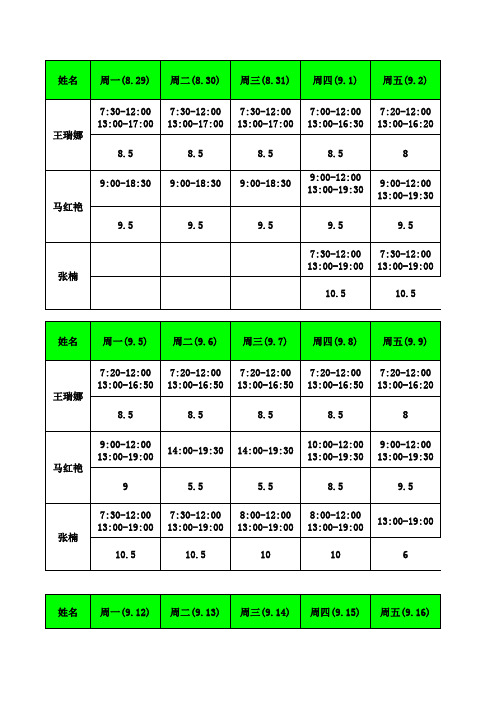 排班表模板