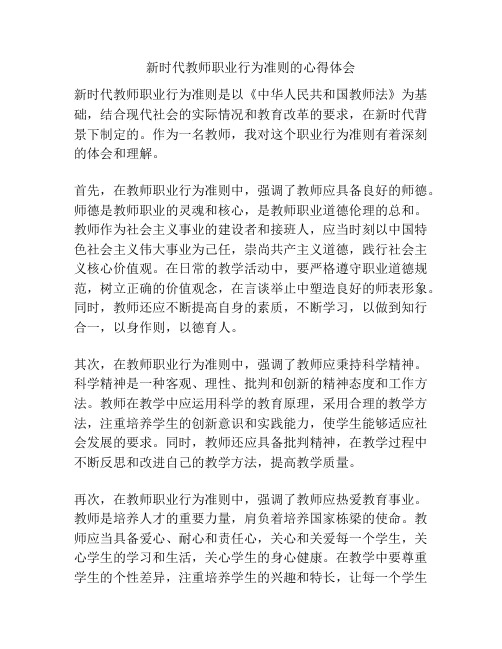 新时代教师职业行为准则的心得体会