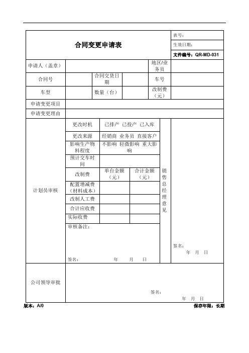 合同变更申请表