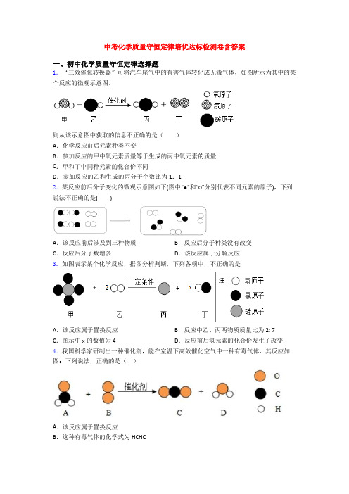 中考化学质量守恒定律培优达标检测卷含答案