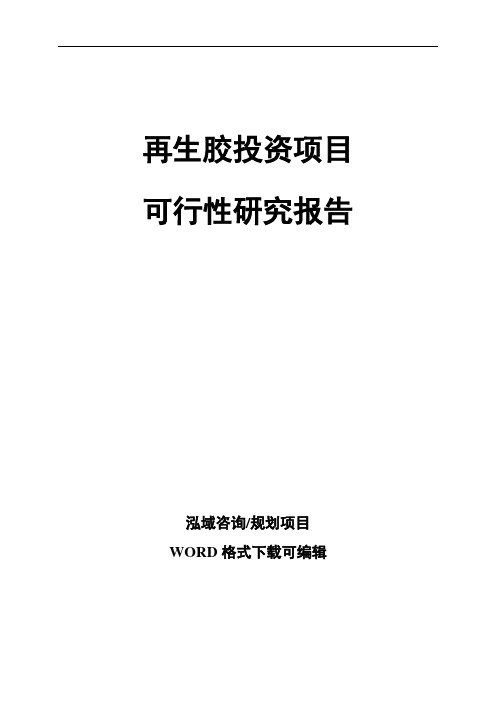 再生胶投资项目可行性研究报告