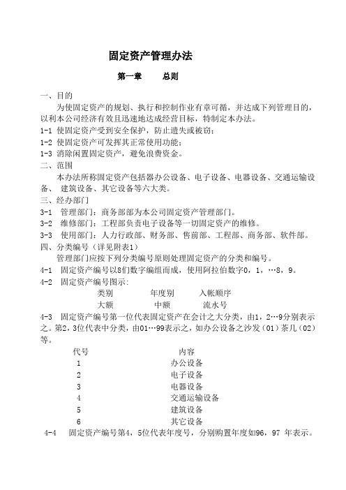 (精选)固定资产管理办法含表格