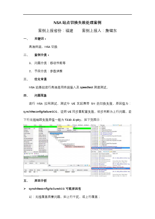 NSA站点切换失败处理案例