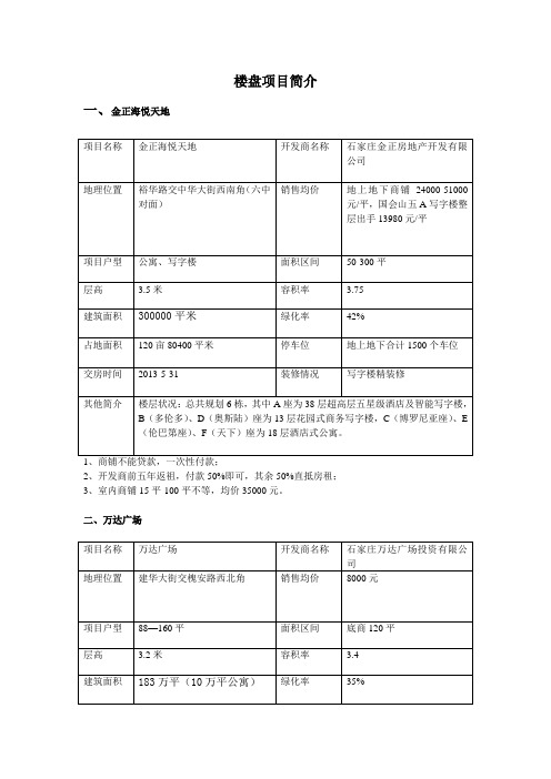 石家庄商业楼盘项目简介