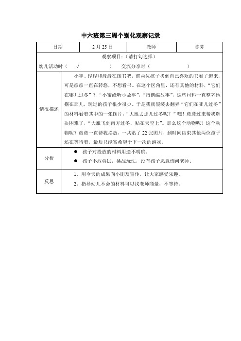 幼儿园中班个别化学习观察记录 (25)