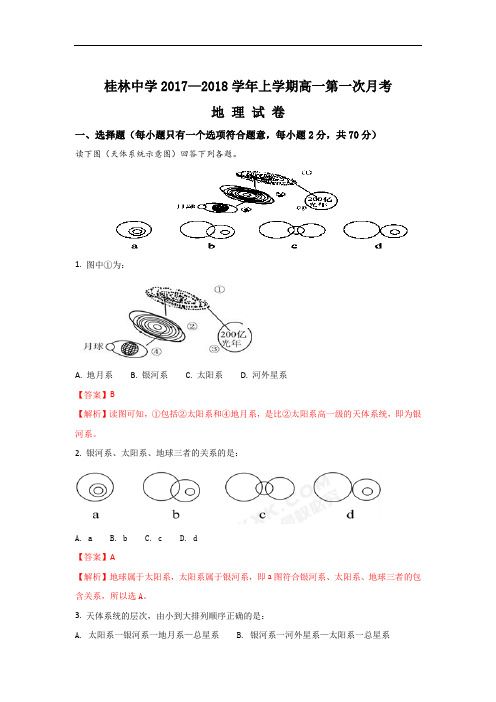 2017-2018学年广西桂林中学高一上学期第一次月考(开学考试)地理试题 Word版含解析