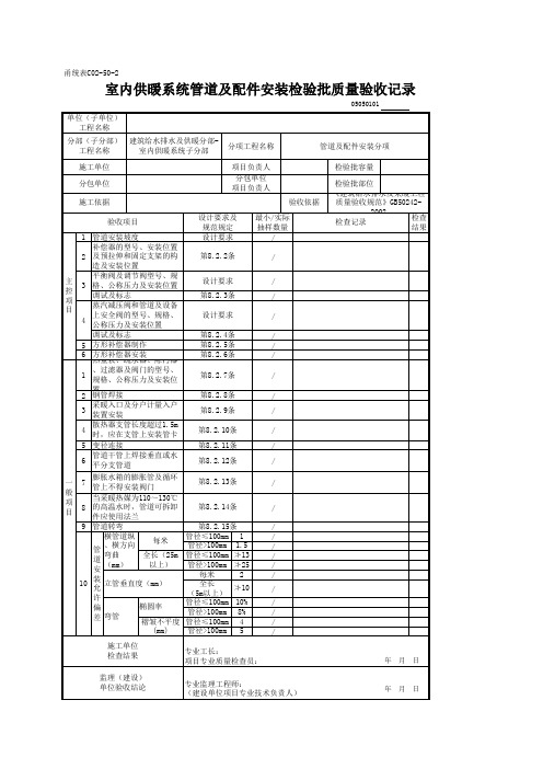 05050101_室内供暖系统管道及配件安装检验批质量验收记录