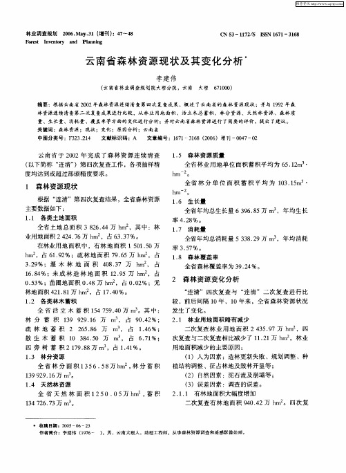 云南省森林资源现状及其变化分析