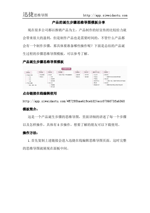 产品的诞生步骤思维导图模板分享--迅捷思维导图