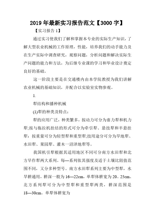 2019年最新实习报告范文【3000字】.doc