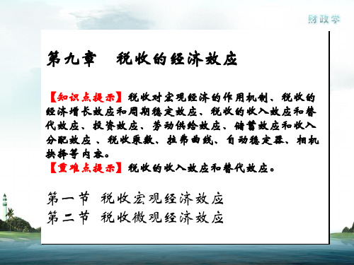 第九章税收的经济效应