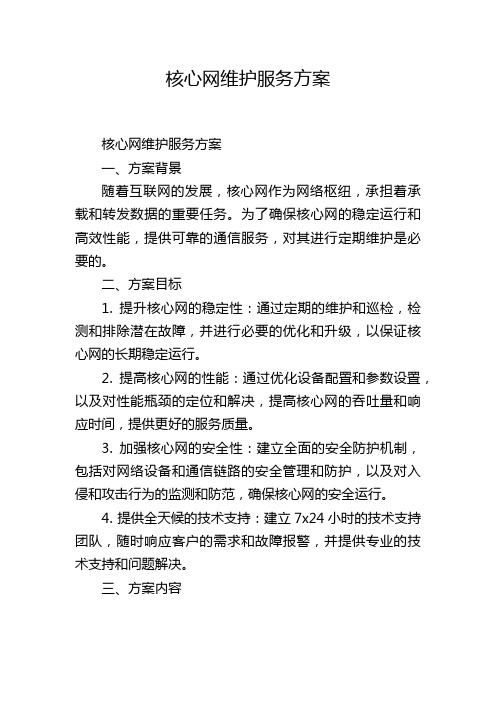 核心网维护服务方案