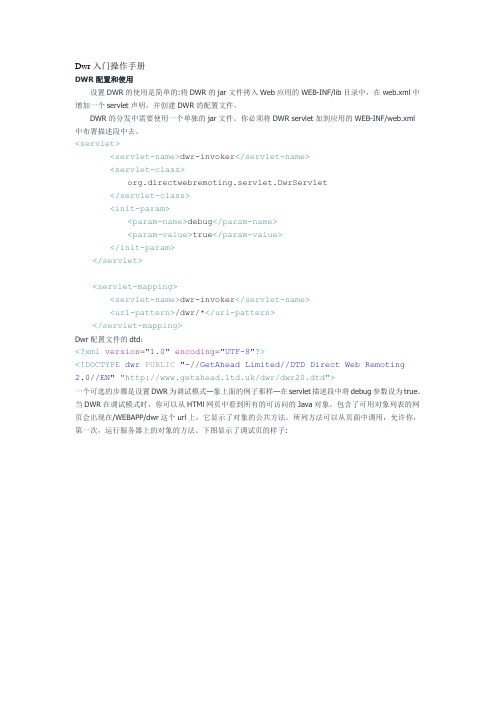Dwr入门操作手册