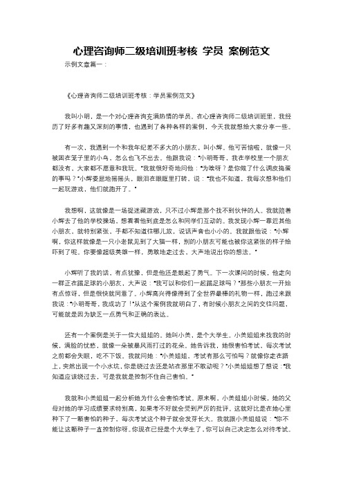 心理咨询师二级培训班考核 学员 案例范文