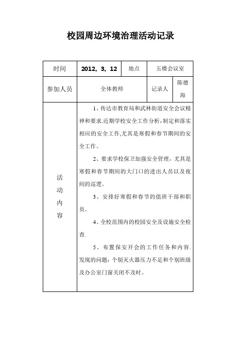 校园周边环境会议记录【范本模板】