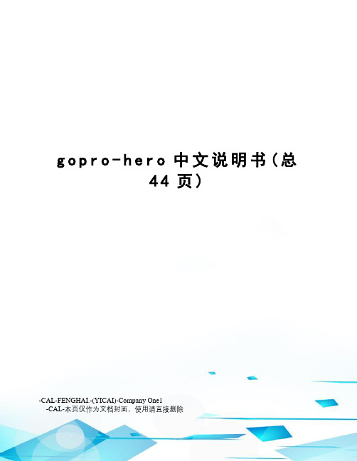 gopro-hero中文说明书