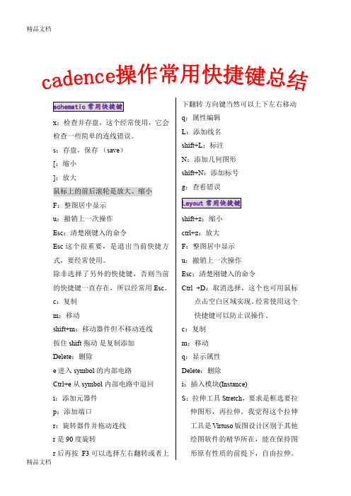 cadence操作常用快捷键总结(汇编)