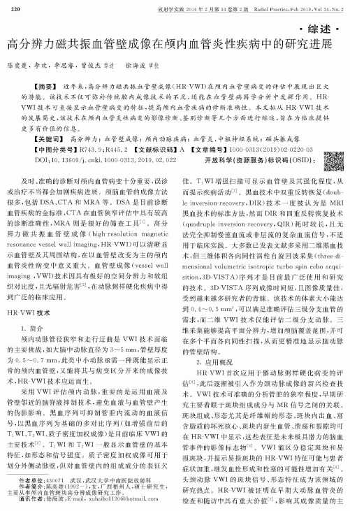 高分辨力磁共振血管壁成像在颅内血管炎性疾病中的研究进展