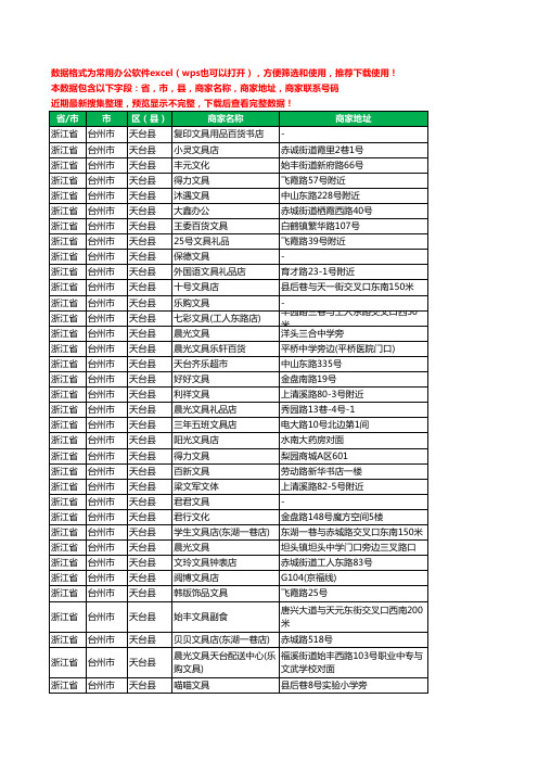 2020新版浙江省台州市天台县文具工商企业公司商家名录名单黄页联系电话号码地址大全43家