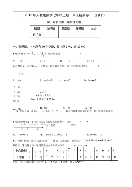 word完整版有理数测试题培优提高版