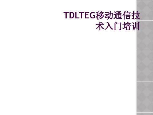 TDLTEG移动通信技术入门培训