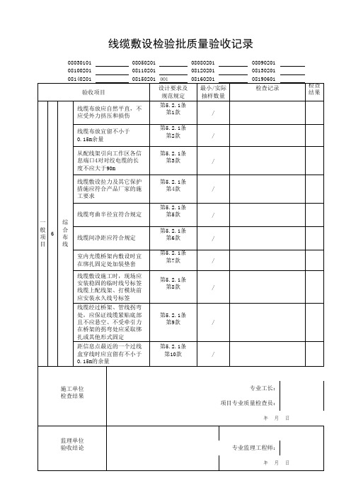 X.6 火灾自动报警系统线缆敷设检验批质量验收记录