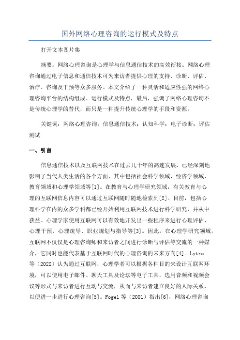 国外网络心理咨询的运行模式及特点