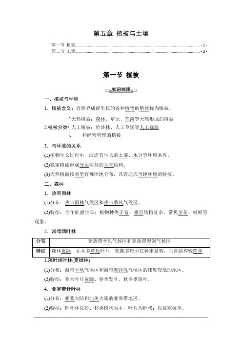 新教材 人教版高中地理必修第一册 第五章 植被与土壤 知识点考点提炼汇总