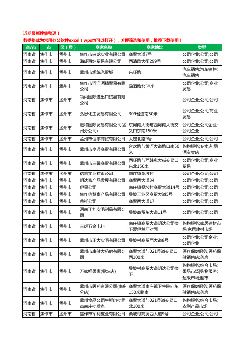 2020新版河南省焦作市孟州市贸易有限公司工商企业公司商家名录名单黄页联系方式大全60家