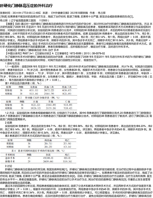 肝硬化门静脉高压症的外科治疗