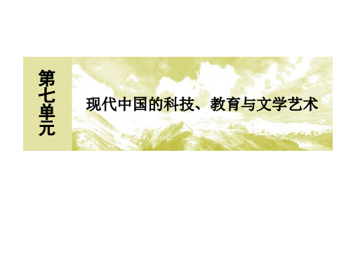 人教版高中必修三历史课件 第7单元 现代中国的科技、教育与文学艺术 第20课-百花齐放导学课件