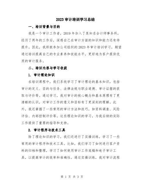 2023审计培训学习总结