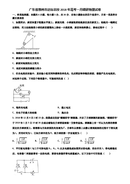 广东省惠州市达标名校2018年高考一月调研物理试卷含解析