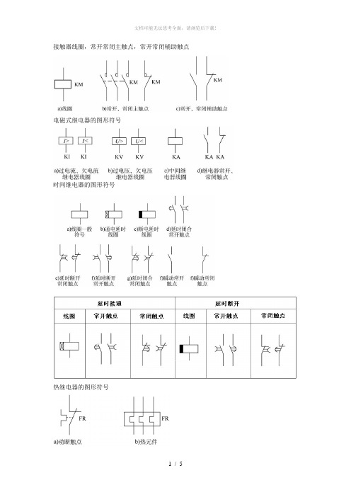 常用低压电器图形符号及文字符号