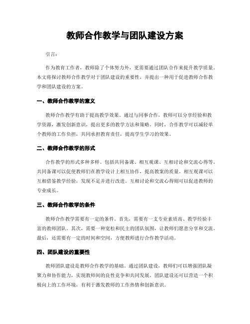 教师合作教学与团队建设方案